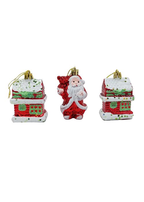 Set de Adorno Navideño Papá Noel con Casitas