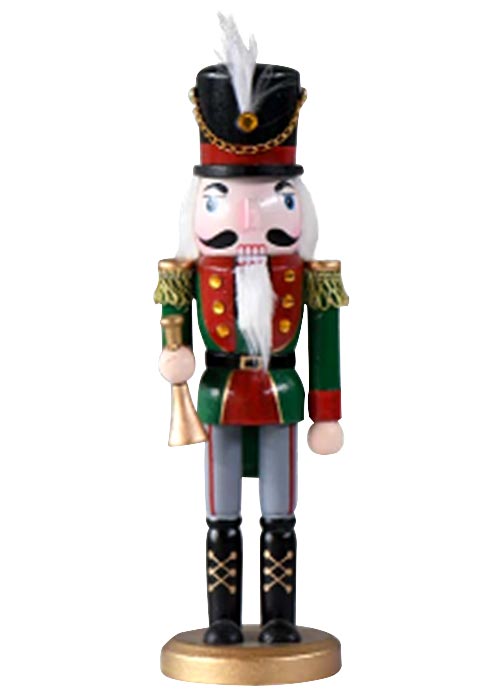 Cascanueces Trompetista Verde con Pluma 25cm Verde