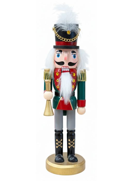 Cascanueces Trompetista Verde con Pluma 25cm