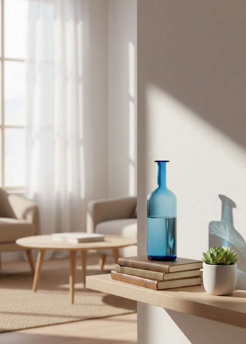 Jarrón de vidrio Botella azul noche Neutro