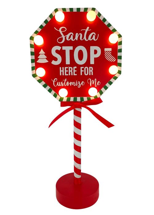 Cartel Navideño Santa Stop Here II Rojo