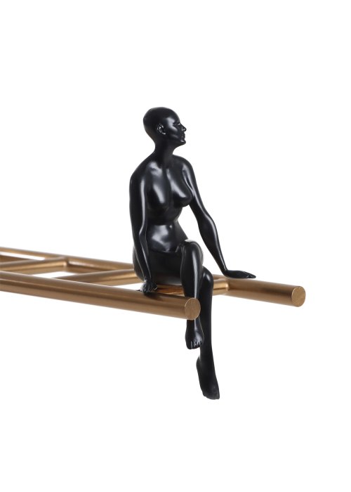 Escultura Escalera en Equilibrio Dorado y Negro Neutro