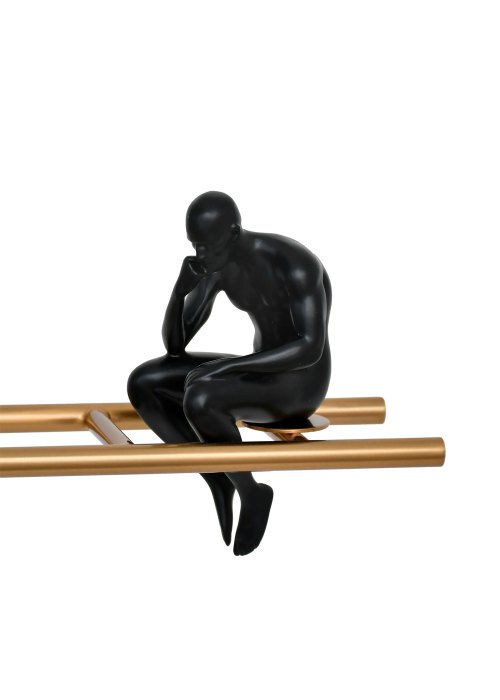 Escultura Escalera en Equilibrio Dorado y Negro Neutro