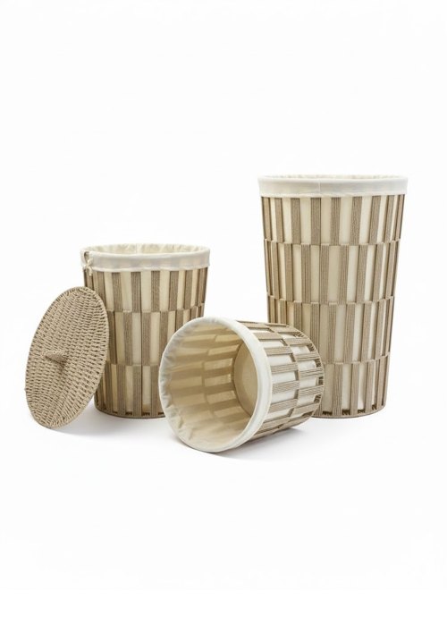 Set de 3 Canastos Cilíndricos Brisa Neutro