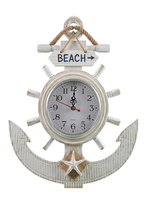 Reloj de pared náutico Ancla & Timón Neutro
