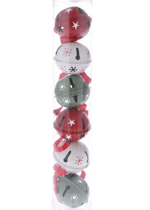 Set de 6 Cascabeles Navideños Surtidos Multicolor