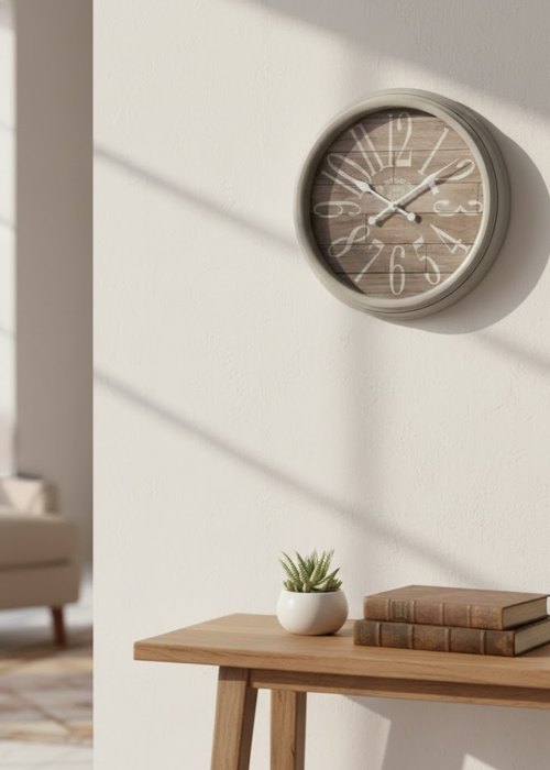 Reloj de pared rústico estilo farmhouse claro Neutro