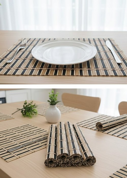 Set de 4 Individuales bamboo enrollables Neutro