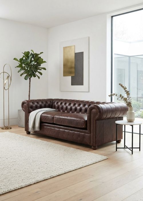 Sillon Chesterfield Cuero de 2 1/2 Cuerpos