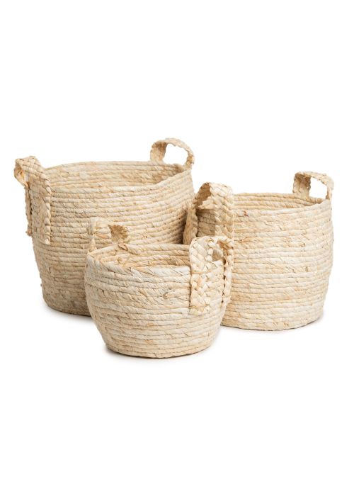 Set de 3 Cestos Seagrass Beige Beige