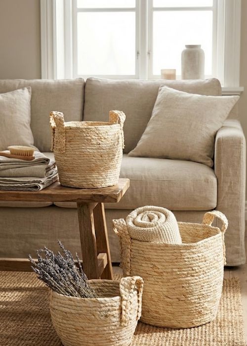 Set de 3 Cestos Seagrass Beige Beige