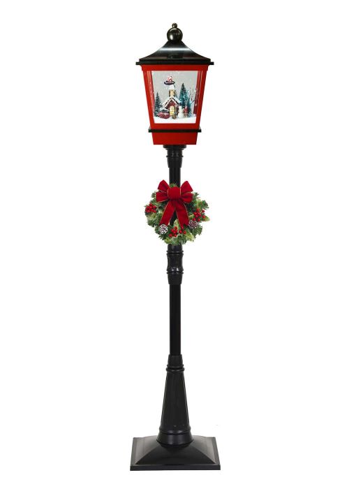 Farol de calle navideño alto LED Negro con Rojo