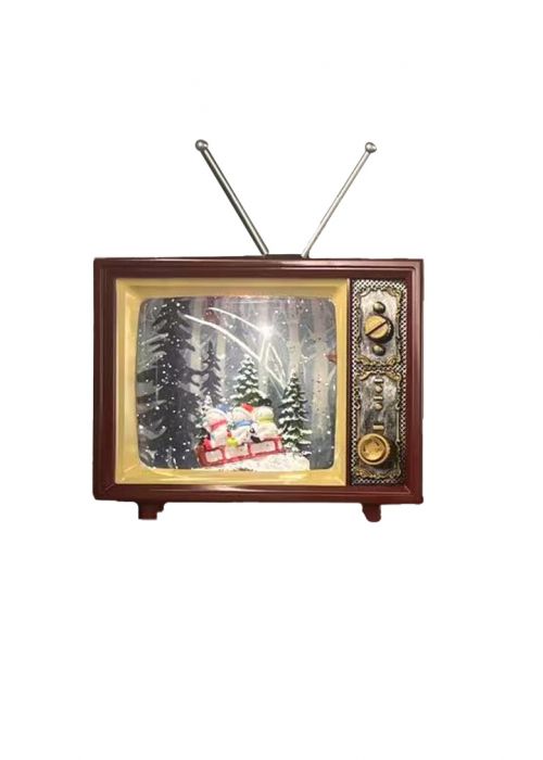 TV Retro 3 Muñecos de Nieve LED Marron