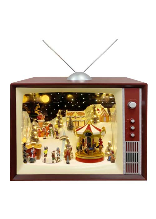 TV Retro Aldea Navideña Rojo