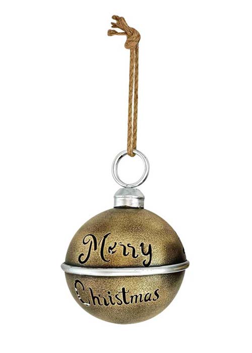 Cascabel Metálico “Merry Christmas” Mediano Dorado