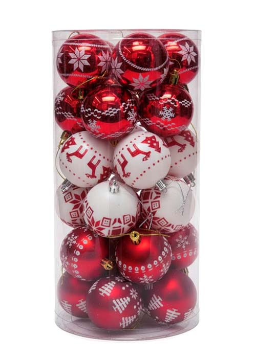 Bolas Navideños Rojo y Blanco Rojo y Blanco