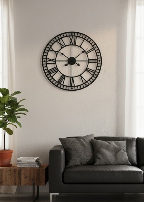 Reloj de pared estilo industrial negro Neutro