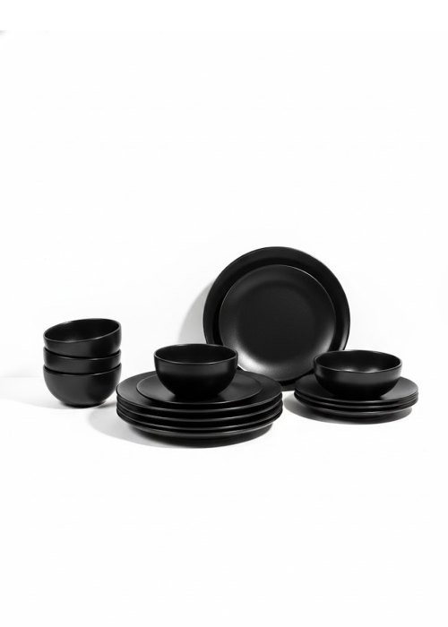 Set de Vajilla de 16  piezas negro mate Neutro