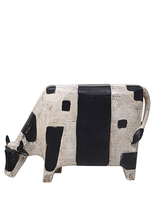 Figura Decorativa Vaca Negro con Blanco