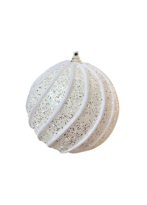 Set de 3 Esferas navideñas blancas con brillos Blanco