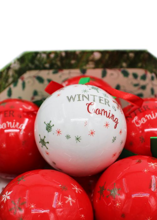 Caja de Esferas Navideñas Rojo y Blanco