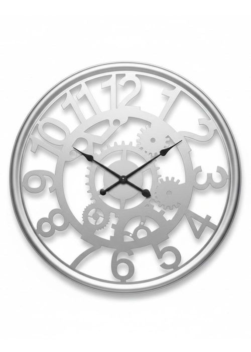 Reloj de pared estilo industrial plateado Neutro