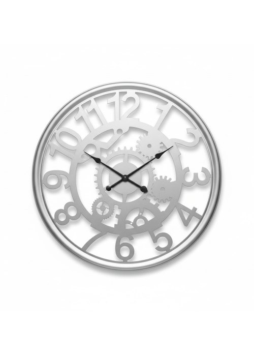 Reloj de pared estilo industrial plateado Neutro