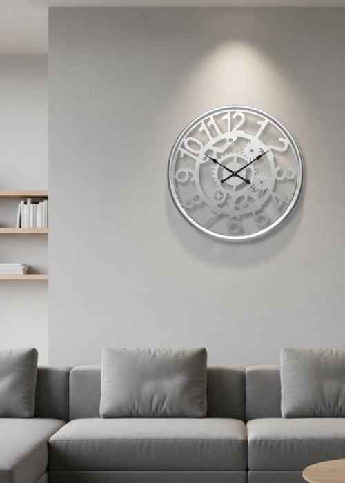 Reloj de pared estilo industrial plateado Neutro