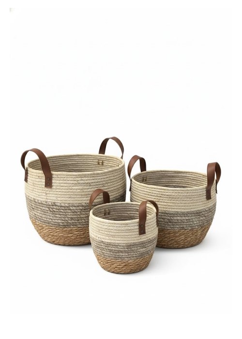Set de 3 Canastos Bali Ash Neutro