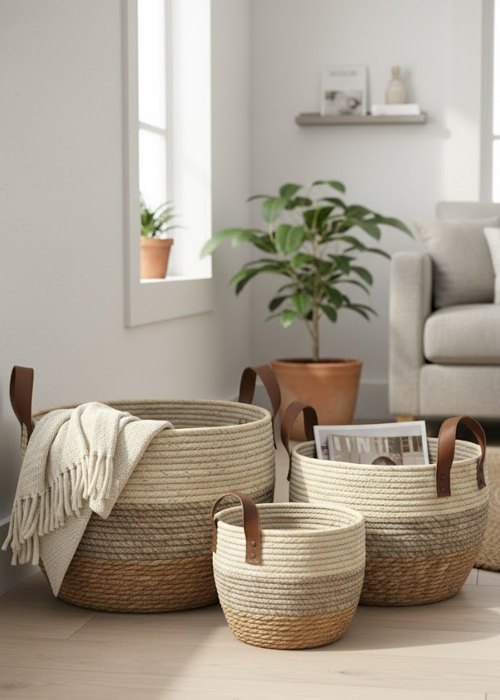 Set de 3 Canastos Bali Ash Neutro