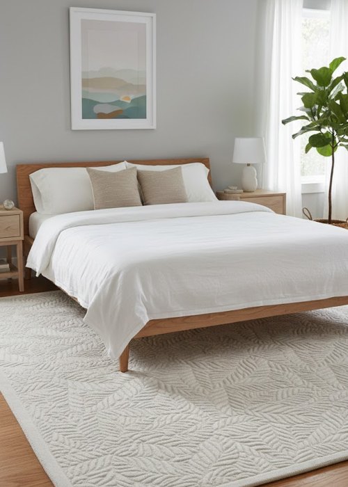 Alfombra Relieve Hojas 120 cm Neutro