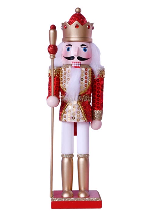 Muñeco Cascanueces Rojo y Dorado  Lentejuelas 60cm Rojo