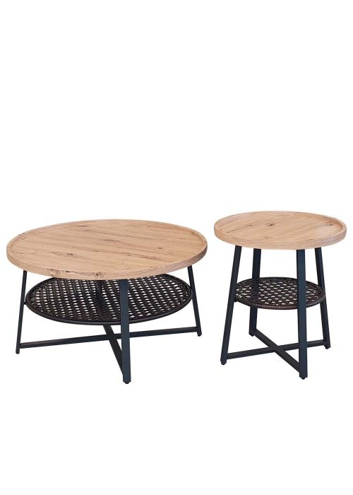 Set Ratonas Jannet Madera Rattan