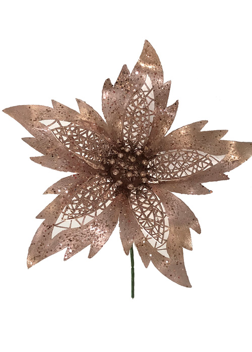 Flore Decorativa Purpurina Dorado Rosado Rosa