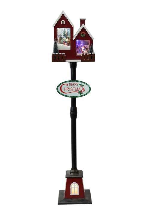 Farol Villa Navidad Negro con Rojo