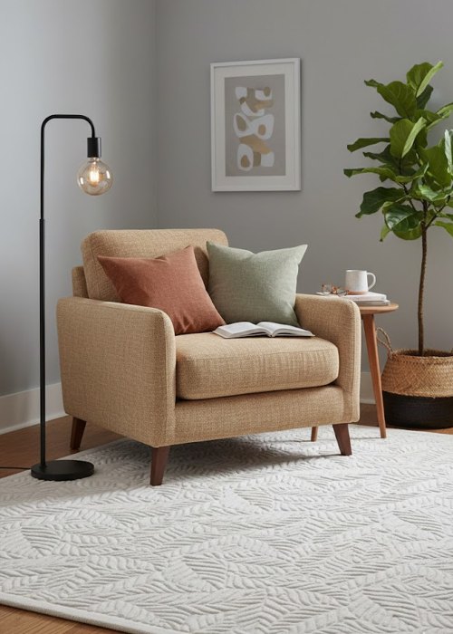 Alfombra Relieve Hojas 60 cm Neutro