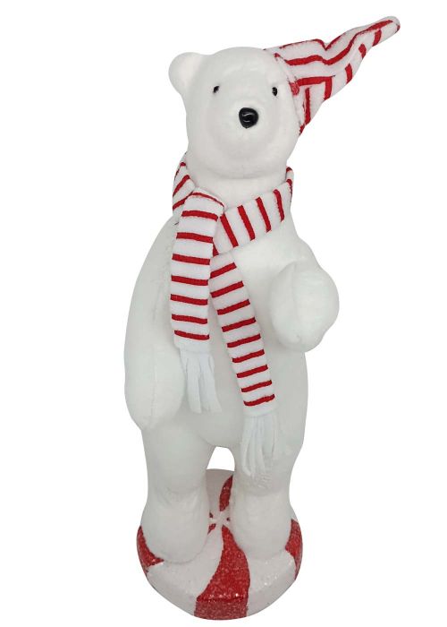 Oso Polar con bufanda rayada 45cm Blanco