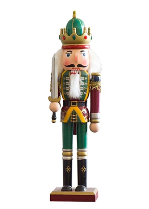 Muñeco Cascanueces Corona Verde y Espada 30cm