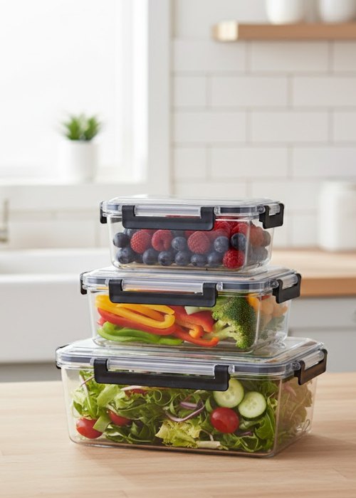 Set de 3 Recipientes herméticos de Vidrio cuadrado Neutro