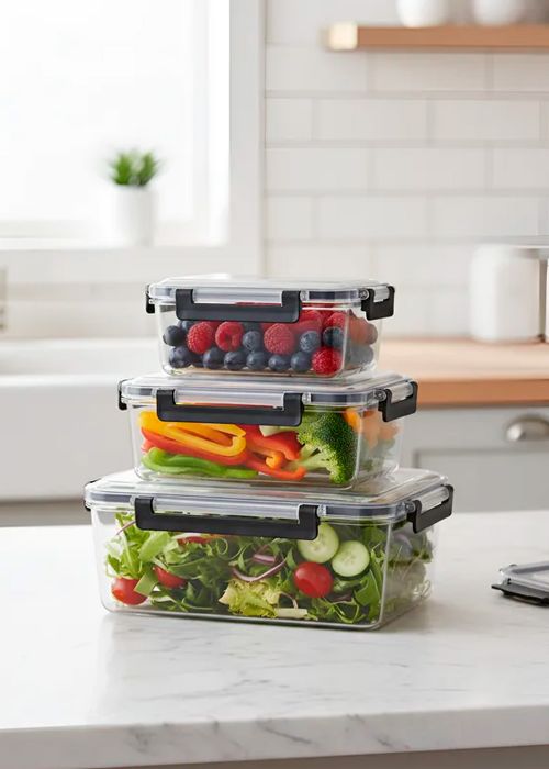 Set de 3 Recipientes herméticos Rectangular Neutro