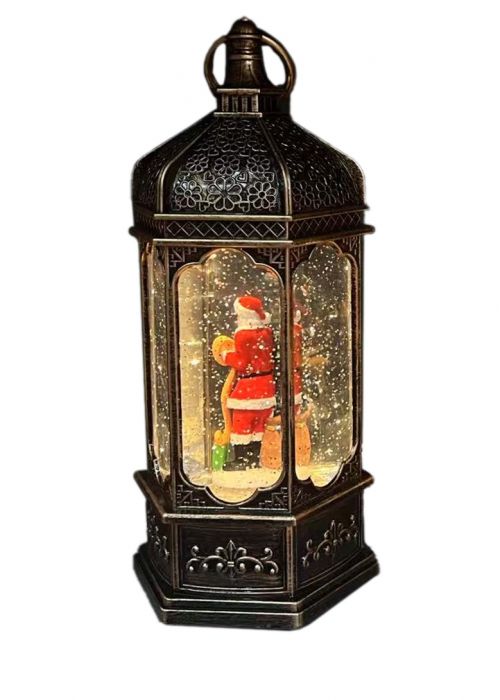 Farol con glitter Papá Noel lista Multicolor