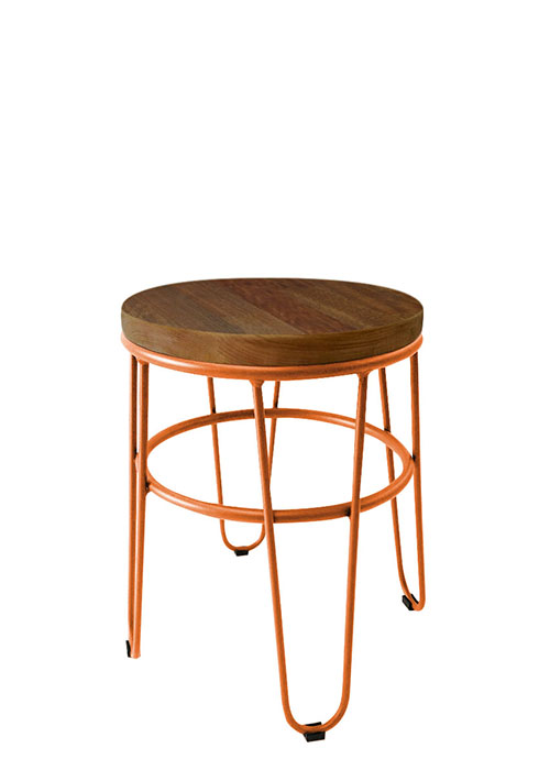 Taburete Bajo Lorex Circular Tono Naranja 