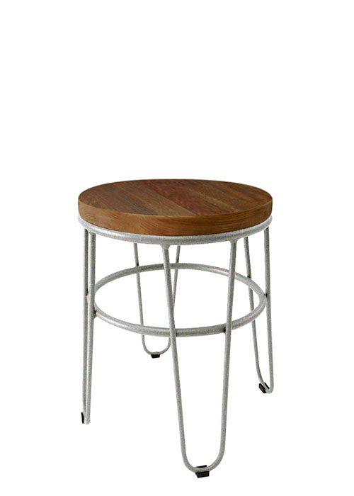 Taburete Bajo Lorex Circular Tono Plata Viejo Texturado