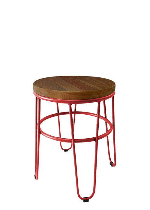 Taburete Bajo Lorex Circular Tono Rojo