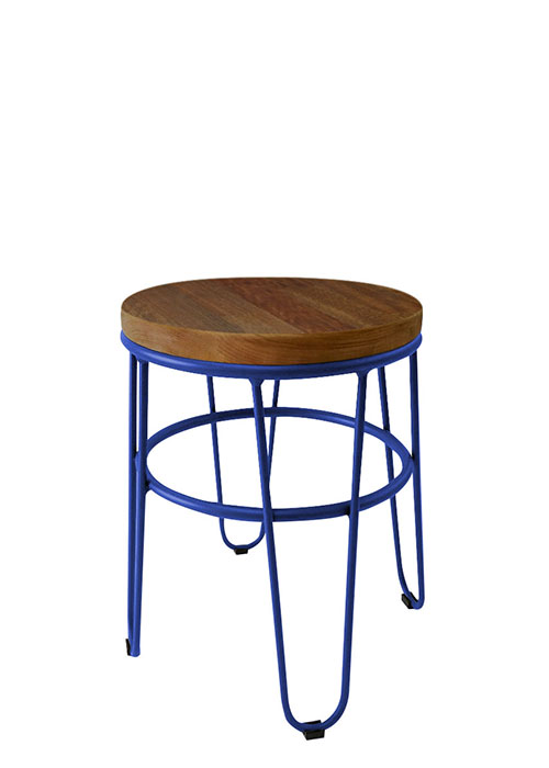 Taburete Bajo Lorex Circular Tono Azul Oscuro