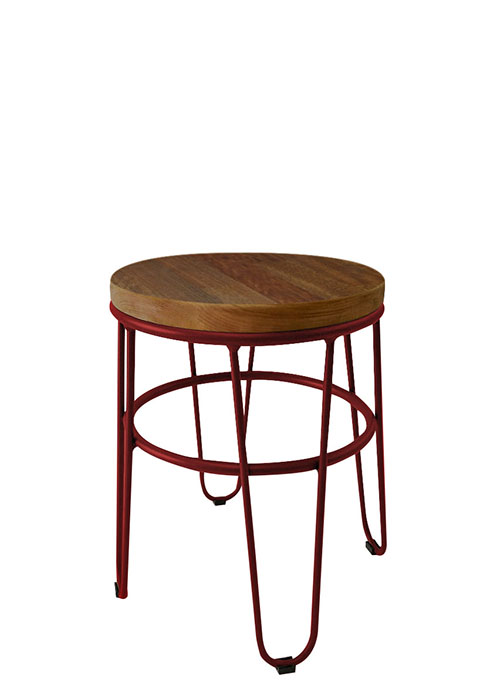 Taburete Bajo Lorex Circular Tono Bordo