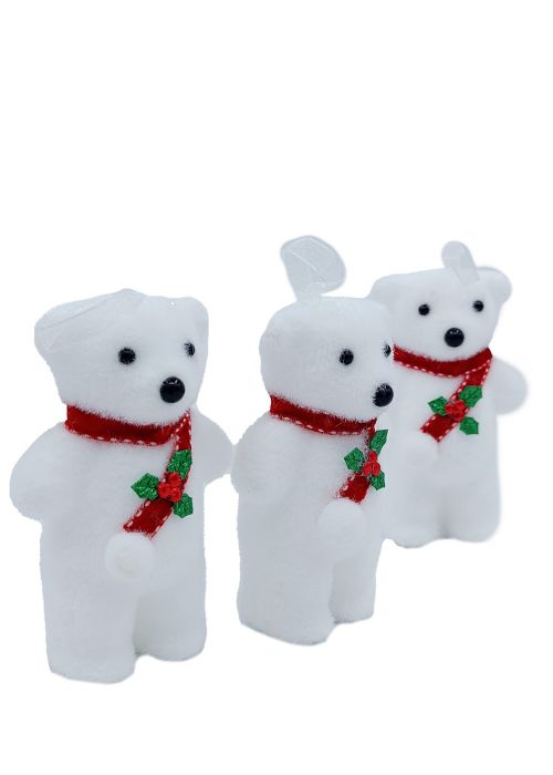 Set de 3 Ositos Polares Bufanda Roja Blanco