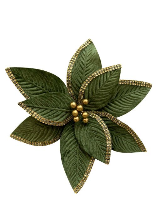 Poinsettia verde con Bayas Doradas Verde