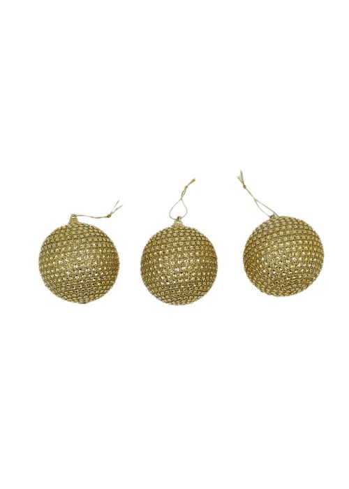 Set x3 Esferas Navideña Brillos Dorada Dorado
