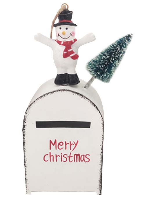 Buzón Decorativo con Hombre de Nieve Blanco